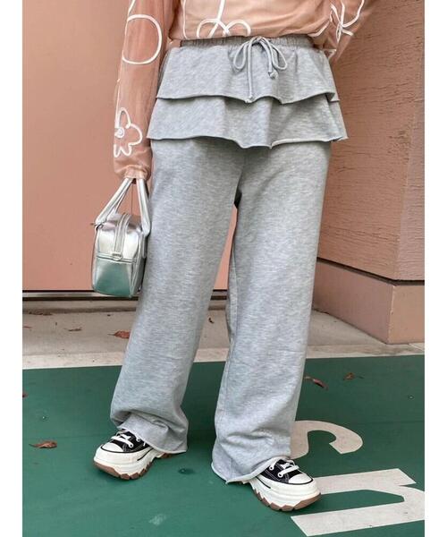ehka sopo（エヘカソポ）の「フリル付きスウェットパンツ（スウェットパンツ・レディース・グレー/ブラック/キナリ・F）」の18枚目の写真