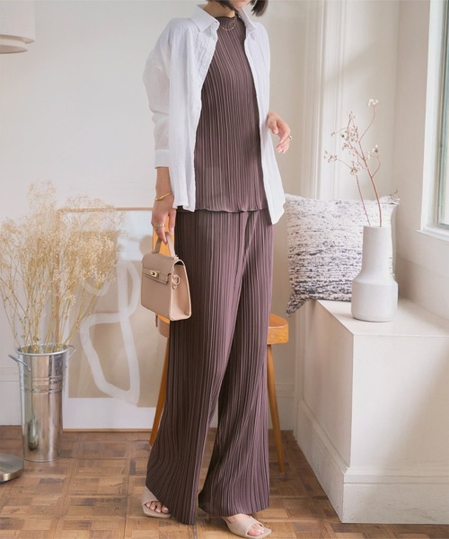 KOBE LETTUCE（コウベレタス）の「カットオフプリーツワイドパンツ（その他パンツ・レディース・ブラック/グレイッシュベージュ/ブラウン/ネイビー・M）」の7枚目の写真