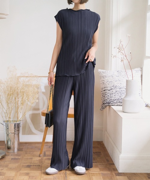 KOBE LETTUCE（コウベレタス）の「カットオフプリーツワイドパンツ（その他パンツ・レディース・ブラック/グレイッシュベージュ/ブラウン/ネイビー・M）」の10枚目の写真