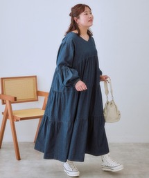＜大きいサイズ＞ ゆるシルエットティアードデザインワンピース