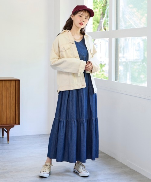 SMILE LAND(スマイルランド)の「<大きいサイズ> ゆるシルエットティアードデザインワンピース(ワンピース・レディース・ダークブラウン/ブラック/カーキ系/ブルー系・5L~6L/3L~4L/L~LL)」の12枚目の写真