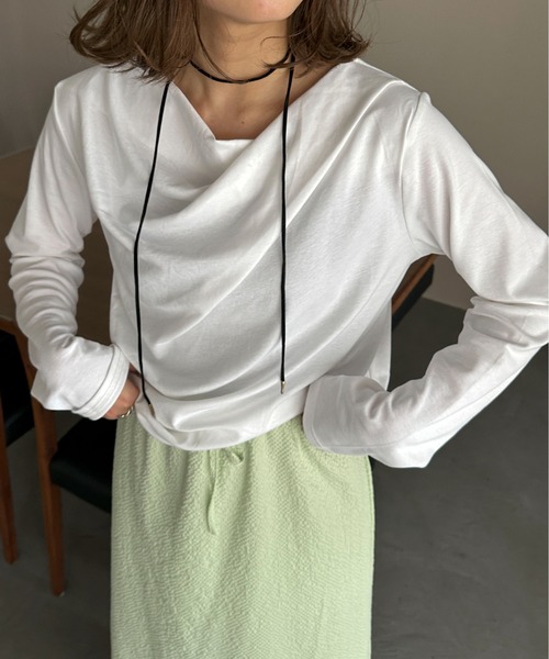 PILIT(ピリット)の「ドレープオフショルトップス(Tシャツ/カットソー・レディース・オフホワイト/杢グレー/ブラウン・MEDIUM)」の20枚目の写真