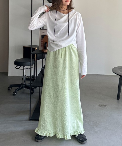 PILIT(ピリット)の「ドレープオフショルトップス(Tシャツ/カットソー・レディース・オフホワイト/杢グレー/ブラウン・MEDIUM)」の16枚目の写真