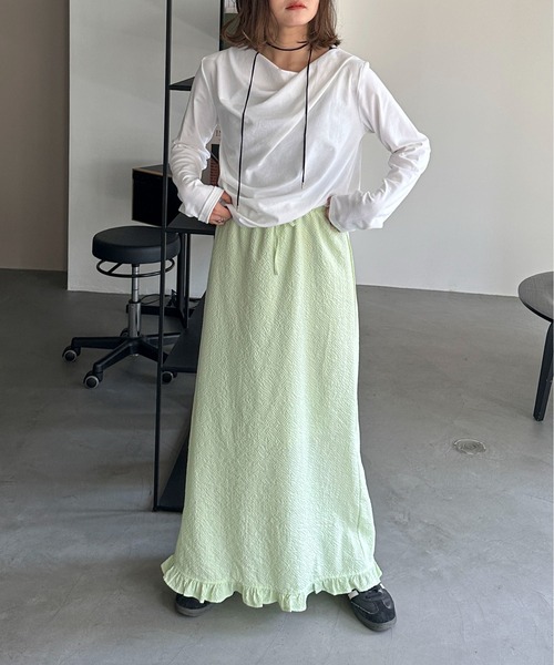 PILIT(ピリット)の「ドレープオフショルトップス(Tシャツ/カットソー・レディース・オフホワイト/杢グレー/ブラウン・MEDIUM)」の15枚目の写真