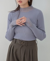 Bab | 【選べるネック】シアー使いリブニットトップス(ニット/セーター)