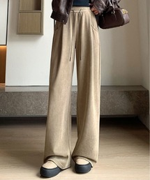裏起毛 セミワイド リブ パンツ