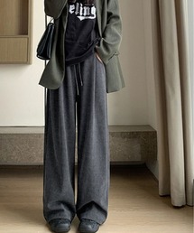 裏起毛 セミワイド リブ パンツ