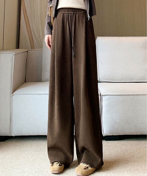 kirakiraShop（キラキラショップ）の「裏起毛 セミワイド リブ パンツ（その他パンツ・レディース・ブラウン/ベージュ/チャコール/ブラック・S/M/L/XL）」の15枚目の写真