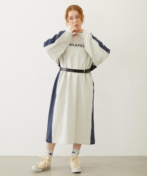 MILKFED.（ミルクフェド）の「SIDE LINE SWEAT DRESS（ワンピース・レディース・ブラウン/オートミール/チャコール・ONE SIZE）」の3枚目の写真