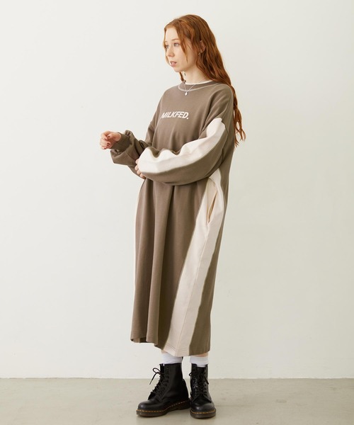 MILKFED.（ミルクフェド）の「SIDE LINE SWEAT DRESS（ワンピース・レディース・ブラウン/オートミール/チャコール・ONE SIZE）」の5枚目の写真