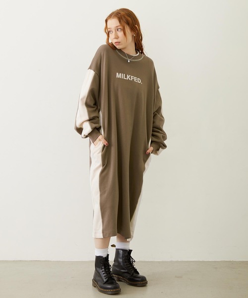 MILKFED.（ミルクフェド）の「SIDE LINE SWEAT DRESS（ワンピース・レディース・ブラウン/オートミール/チャコール・ONE SIZE）」の10枚目の写真