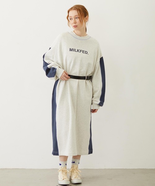 MILKFED.（ミルクフェド）の「SIDE LINE SWEAT DRESS（ワンピース・レディース・ブラウン/オートミール/チャコール・ONE SIZE）」の13枚目の写真