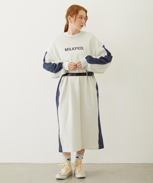 MILKFED.（ミルクフェド）の「SIDE LINE SWEAT DRESS（ワンピース・レディース・ブラウン/オートミール/チャコール・ONE SIZE）」の14枚目の写真
