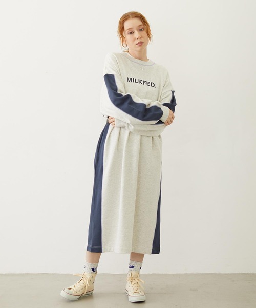 【値下げ】MILK BELLY TIME 半袖ワンピース SIDE LINE SWEAT DRESS（ワンピース）｜MILKFED.（ミルクフェド