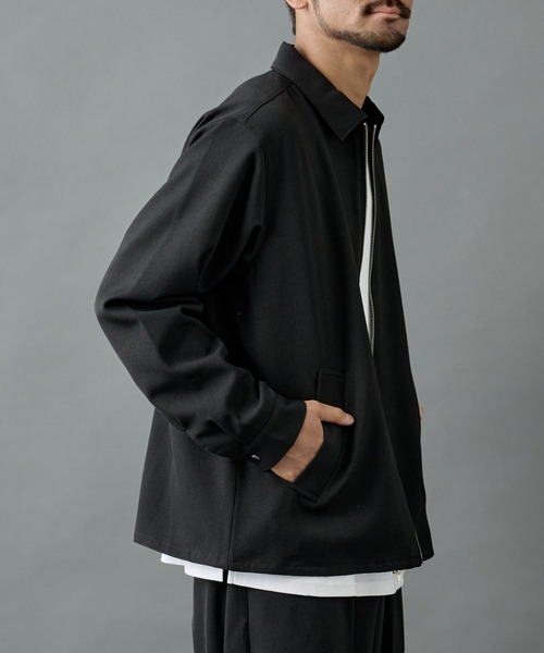 90s BRANDINI ウールシャツ ジャケット ジップアップ XXL 黒 セール】ウォッシャブルストレッチジップシャツジャケット（シャツ