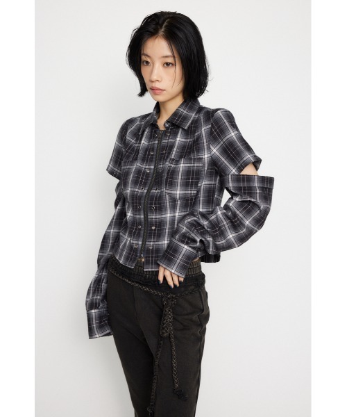 LAGUA GEM(ラグアジェム)の「2WAY COMPACT CHECK シャツ(シャツ/ブラウス・レディース・ベージュ/ブラック・FREE)」の10枚目の写真