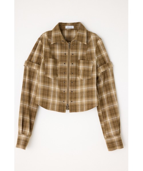 LAGUA GEM(ラグアジェム)の「2WAY COMPACT CHECK シャツ(シャツ/ブラウス・レディース・ベージュ/ブラック・FREE)」の7枚目の写真