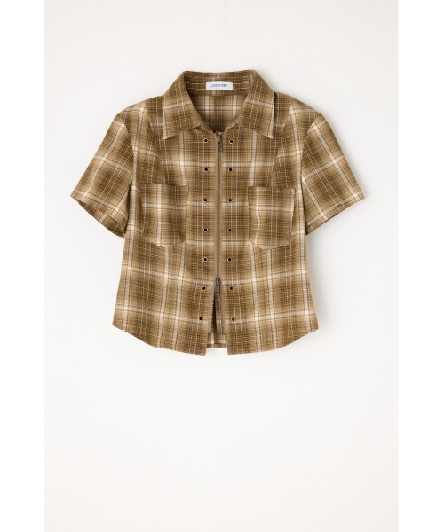 LAGUA GEM(ラグアジェム)の「2WAY COMPACT CHECK シャツ(シャツ/ブラウス・レディース・ベージュ/ブラック・FREE)」の8枚目の写真