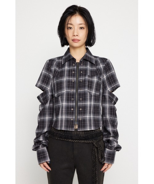 LAGUA GEM(ラグアジェム)の「2WAY COMPACT CHECK シャツ(シャツ/ブラウス・レディース・ベージュ/ブラック・FREE)」の9枚目の写真