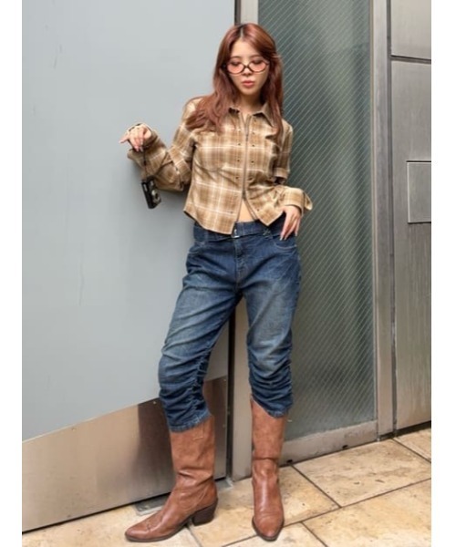 LAGUA GEM(ラグアジェム)の「2WAY COMPACT CHECK シャツ(シャツ/ブラウス・レディース・ベージュ/ブラック・FREE)」の21枚目の写真