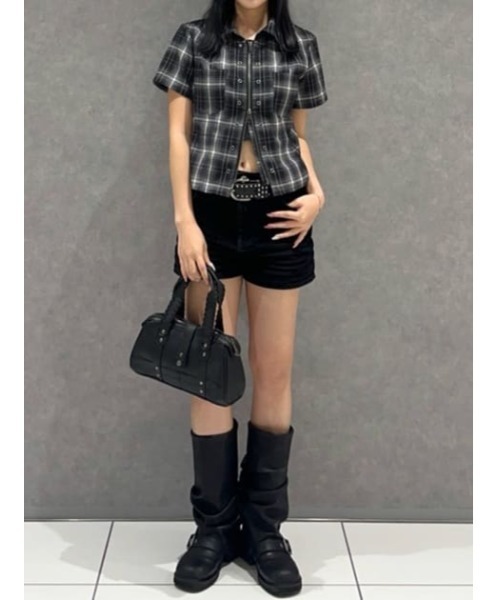 LAGUA GEM(ラグアジェム)の「2WAY COMPACT CHECK シャツ(シャツ/ブラウス・レディース・ベージュ/ブラック・FREE)」の22枚目の写真