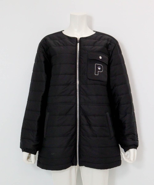 Picone CLUB(ピッコーネクラブ)の「防風保温ノーカラー中綿ブルゾン(ブルゾン・レディース・ブラック/ホワイト/ベージュ・S/M/L)」の3枚目の写真