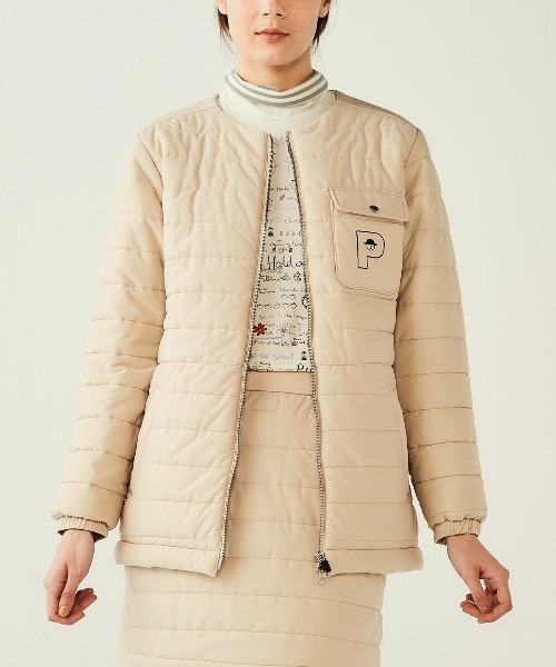 Picone CLUB(ピッコーネクラブ)の「防風保温ノーカラー中綿ブルゾン(ブルゾン・レディース・ブラック/ホワイト/ベージュ・S/M/L)」の8枚目の写真