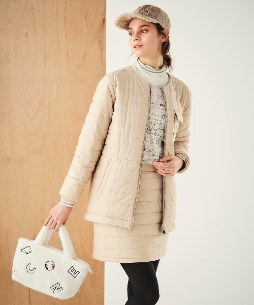 Picone CLUB(ピッコーネクラブ)の「防風保温ノーカラー中綿ブルゾン(ブルゾン・レディース・ブラック/ホワイト/ベージュ・S/M/L)」の14枚目の写真