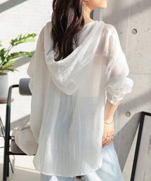 Petitle | [ 低身長向けサイズ ] シアーガーゼロングシャツパーカー(シャツ/ブラウス)