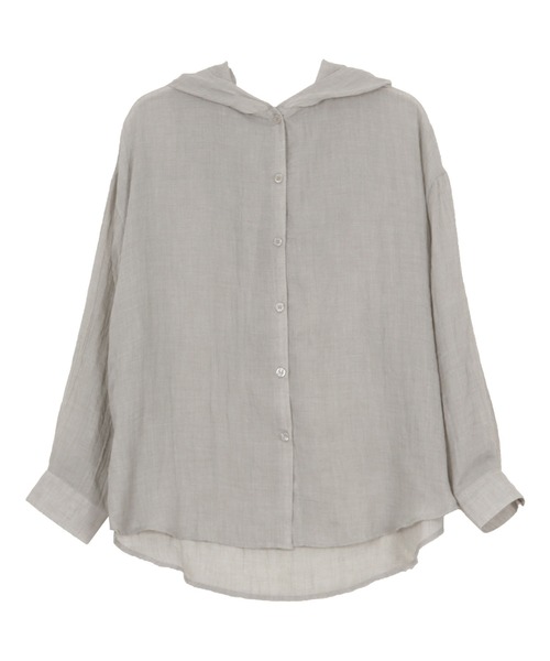 Petitle（プチレ）の「[ 低身長向けサイズ ] シアーガーゼロングシャツパーカー（シャツ/ブラウス・レディース・ライトベージュ/ブラック/オフホワイト/ブルー/グレー・PM）」の12枚目の写真