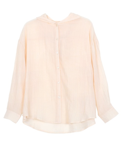 Petitle（プチレ）の「[ 低身長向けサイズ ] シアーガーゼロングシャツパーカー（シャツ/ブラウス・レディース・ライトベージュ/ブラック/オフホワイト/ブルー/グレー・PM）」の6枚目の写真