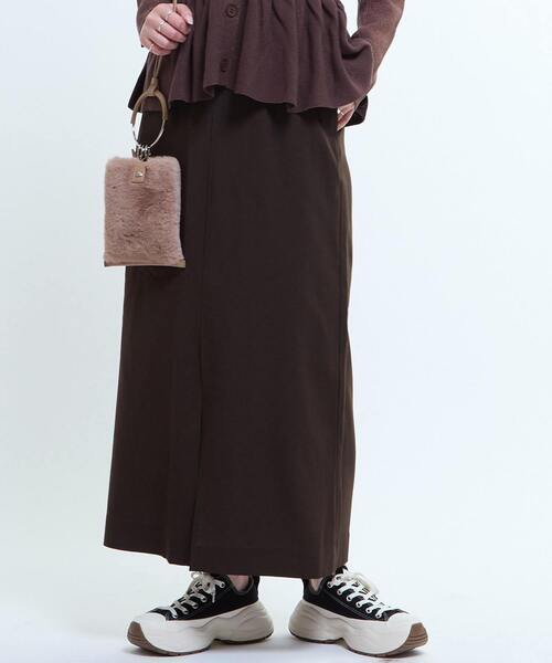 CONVERSE TOKYO(コンバーストウキョウ)の「WAIST LOGO NARROW SKIRT(スカート・レディース・ブラウン/グレー・FREE)」の2枚目の写真