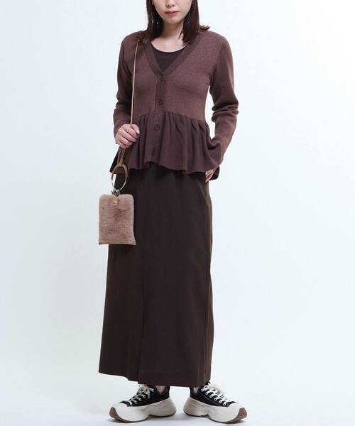 CONVERSE TOKYO(コンバーストウキョウ)の「WAIST LOGO NARROW SKIRT(スカート・レディース・ブラウン/グレー・FREE)」の3枚目の写真