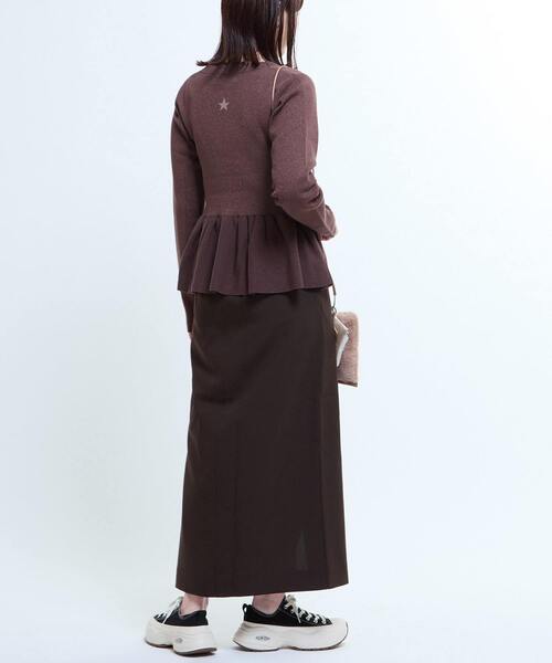 CONVERSE TOKYO(コンバーストウキョウ)の「WAIST LOGO NARROW SKIRT(スカート・レディース・ブラウン/グレー・FREE)」の4枚目の写真