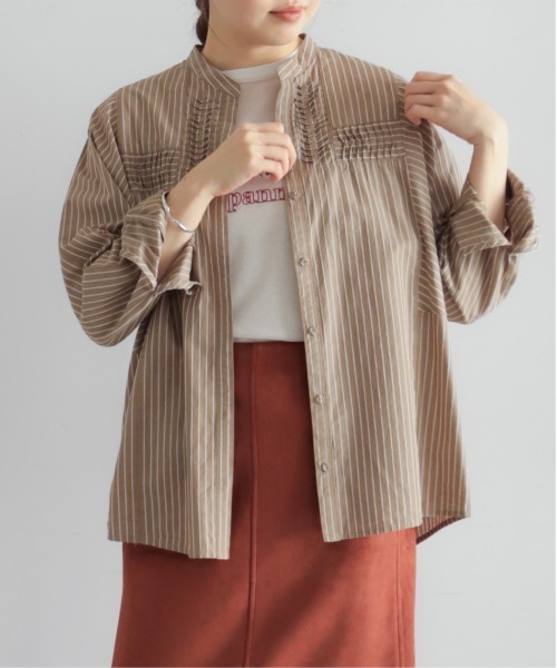 しまたく ねじりピンタックストライプドルマンブラウス | NOMBRE IMPAIR