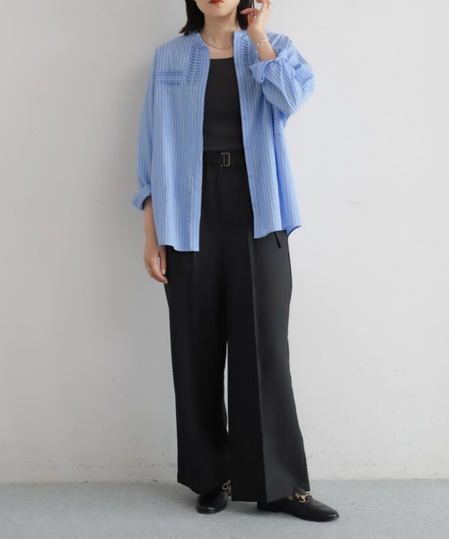 NOMBRE IMPAIR（ノンブルアンペール）の「ねじりピンタックストライプドルマンブラウス（シャツ/ブラウス・レディース・ホワイト/サックスブルー/ベージュ・FREE）」の18枚目の写真