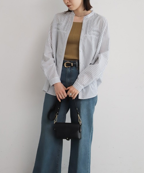 NOMBRE IMPAIR（ノンブルアンペール）の「ねじりピンタックストライプドルマンブラウス（シャツ/ブラウス・レディース・ホワイト/サックスブルー/ベージュ・FREE）」の4枚目の写真