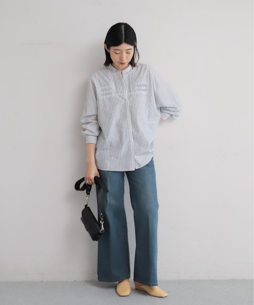 NOMBRE IMPAIR（ノンブルアンペール）の「ねじりピンタックストライプドルマンブラウス（シャツ/ブラウス・レディース・ホワイト/サックスブルー/ベージュ・FREE）」の12枚目の写真