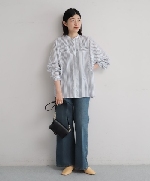 ねじりピンタックストライプドルマンブラウス | NOMBRE IMPAIR