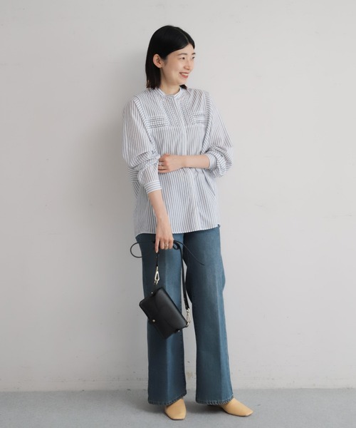 NOMBRE IMPAIR（ノンブルアンペール）の「ねじりピンタックストライプドルマンブラウス（シャツ/ブラウス・レディース・ホワイト/サックスブルー/ベージュ・FREE）」の16枚目の写真