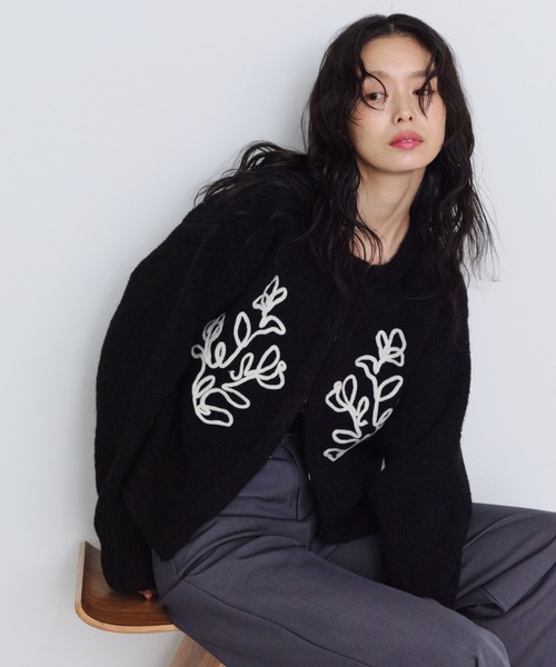 テープ刺繍カーディガン（ニット/セーター）｜Shelly island（シェリー