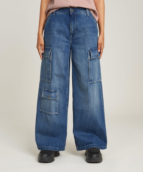 MEGA CARGO DENIM PANTS/ワイドルーズカーゴデニムパンツ