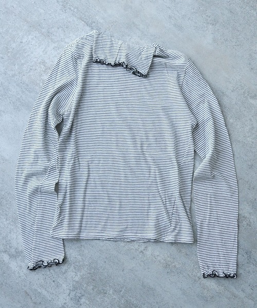 bulle de savon(ビュルデサボン)の「△ボーダー ハイネック プルオーバー(Tシャツ/カットソー・レディース・ピンク/ホワイト・FREE)」の2枚目の写真