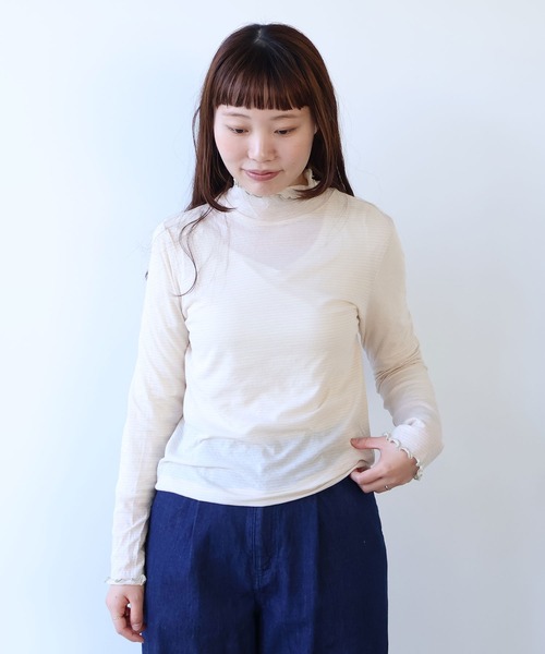 bulle de savon(ビュルデサボン)の「△ボーダー ハイネック プルオーバー(Tシャツ/カットソー・レディース・ピンク/ホワイト・FREE)」の3枚目の写真