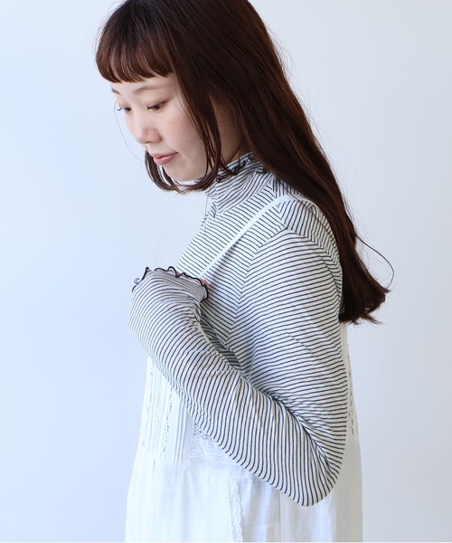 bulle de savon(ビュルデサボン)の「△ボーダー ハイネック プルオーバー(Tシャツ/カットソー・レディース・ピンク/ホワイト・FREE)」の11枚目の写真