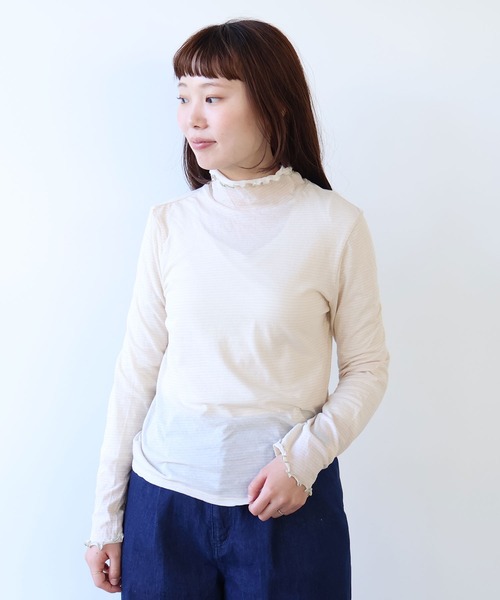 bulle de savon(ビュルデサボン)の「△ボーダー ハイネック プルオーバー(Tシャツ/カットソー・レディース・ピンク/ホワイト・FREE)」の5枚目の写真