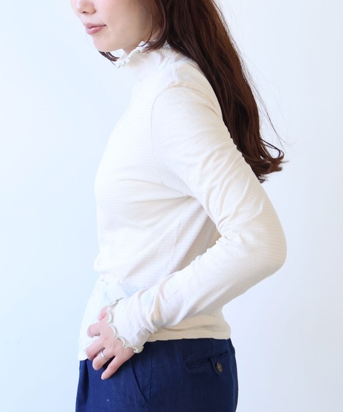 bulle de savon(ビュルデサボン)の「△ボーダー ハイネック プルオーバー(Tシャツ/カットソー・レディース・ピンク/ホワイト・FREE)」の6枚目の写真