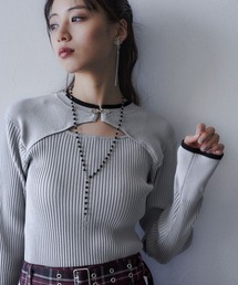 HARE | チャイナカットアウトリブニット(HARE)(ニット/セーター)