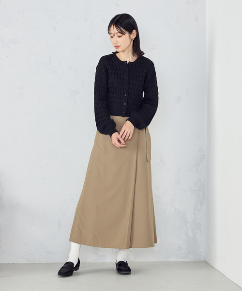 COMME CA ISM（コムサイズム）の「ミニケーブル　クルーネックカーディガン（カーディガン/ボレロ・レディース・グリーン/ブラック・LARGE/MEDIUM）」の5枚目の写真