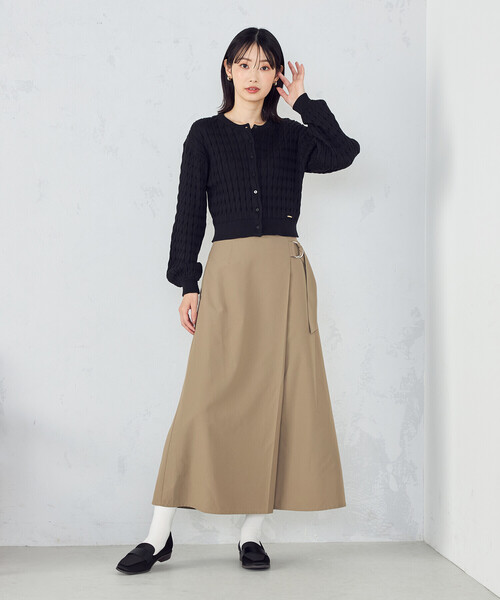 COMME CA ISM（コムサイズム）の「ミニケーブル　クルーネックカーディガン（カーディガン/ボレロ・レディース・グリーン/ブラック・LARGE/MEDIUM）」の6枚目の写真